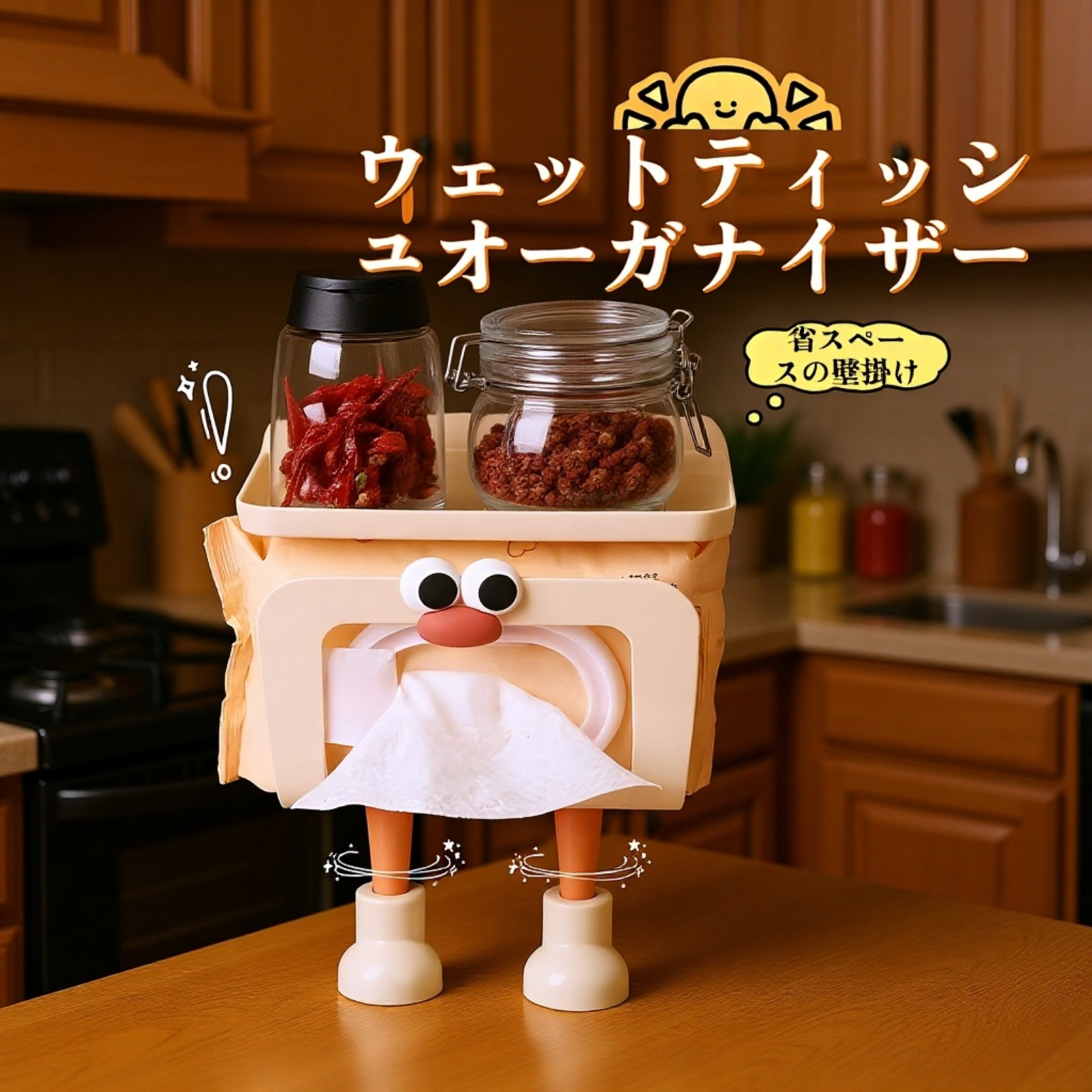 壁掛け式穴あけ不要多機能トイレットペーパーホルダー