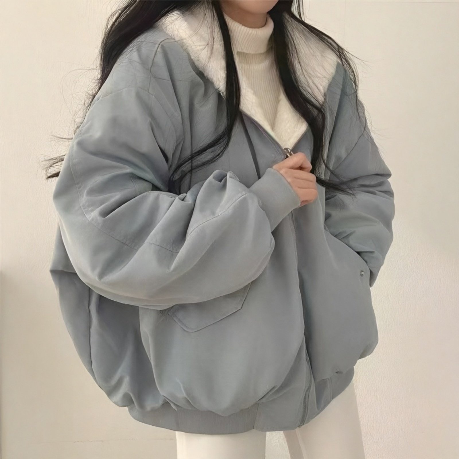 加厚裏起毛フード付き中綿ジャケット