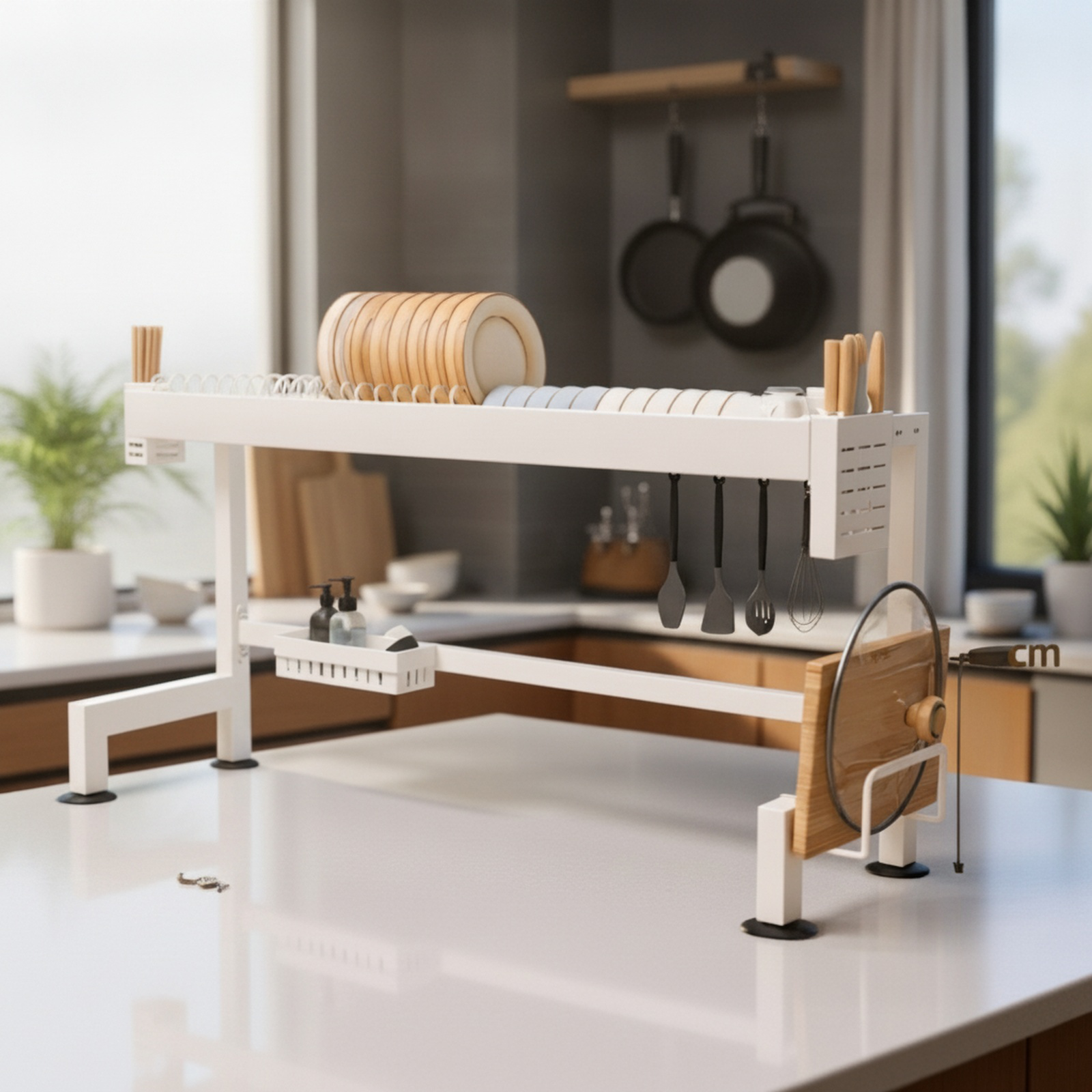 Soporte para cubiertos y vajilla de encimera de cocina