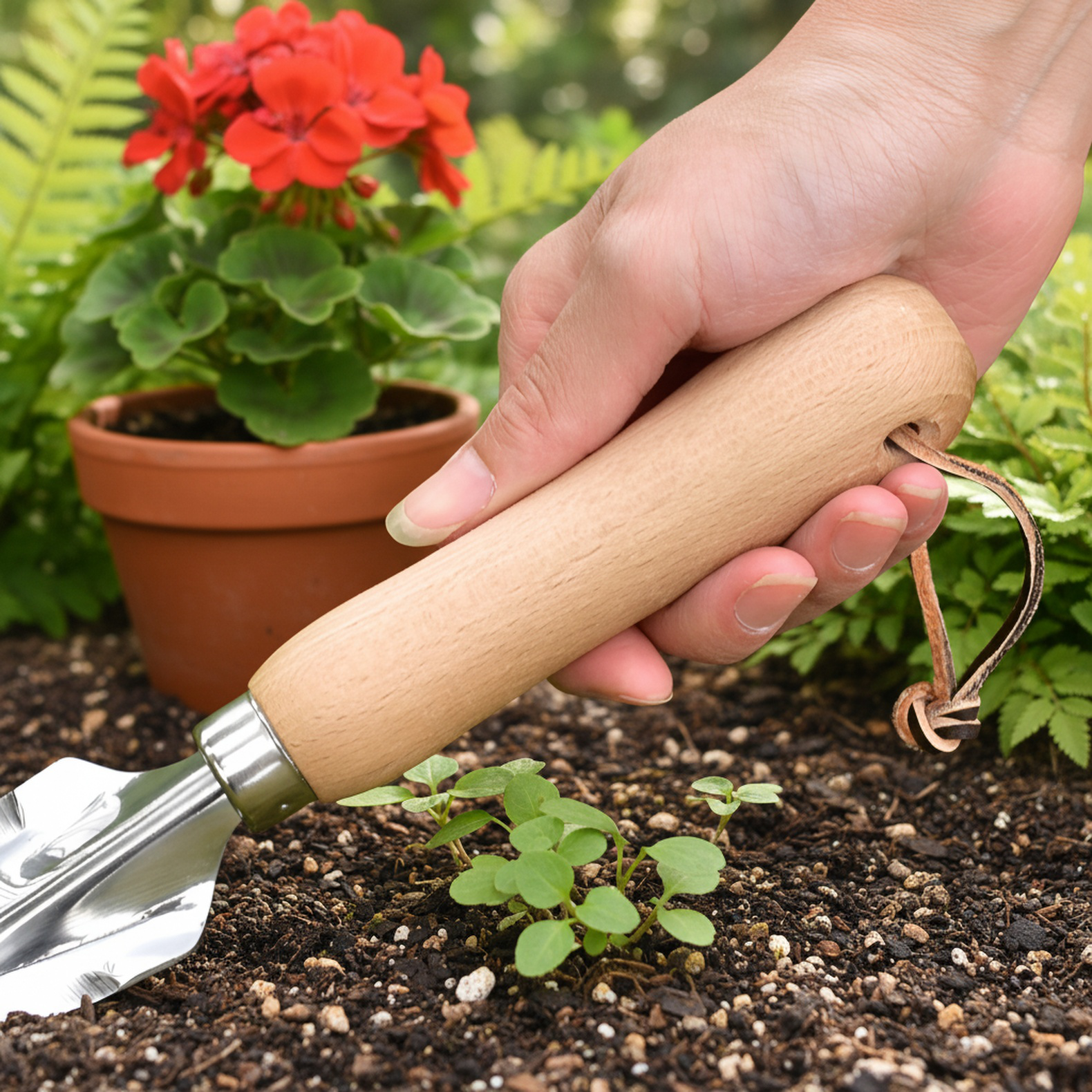 Root removal gardening tool made from strong manganese steel