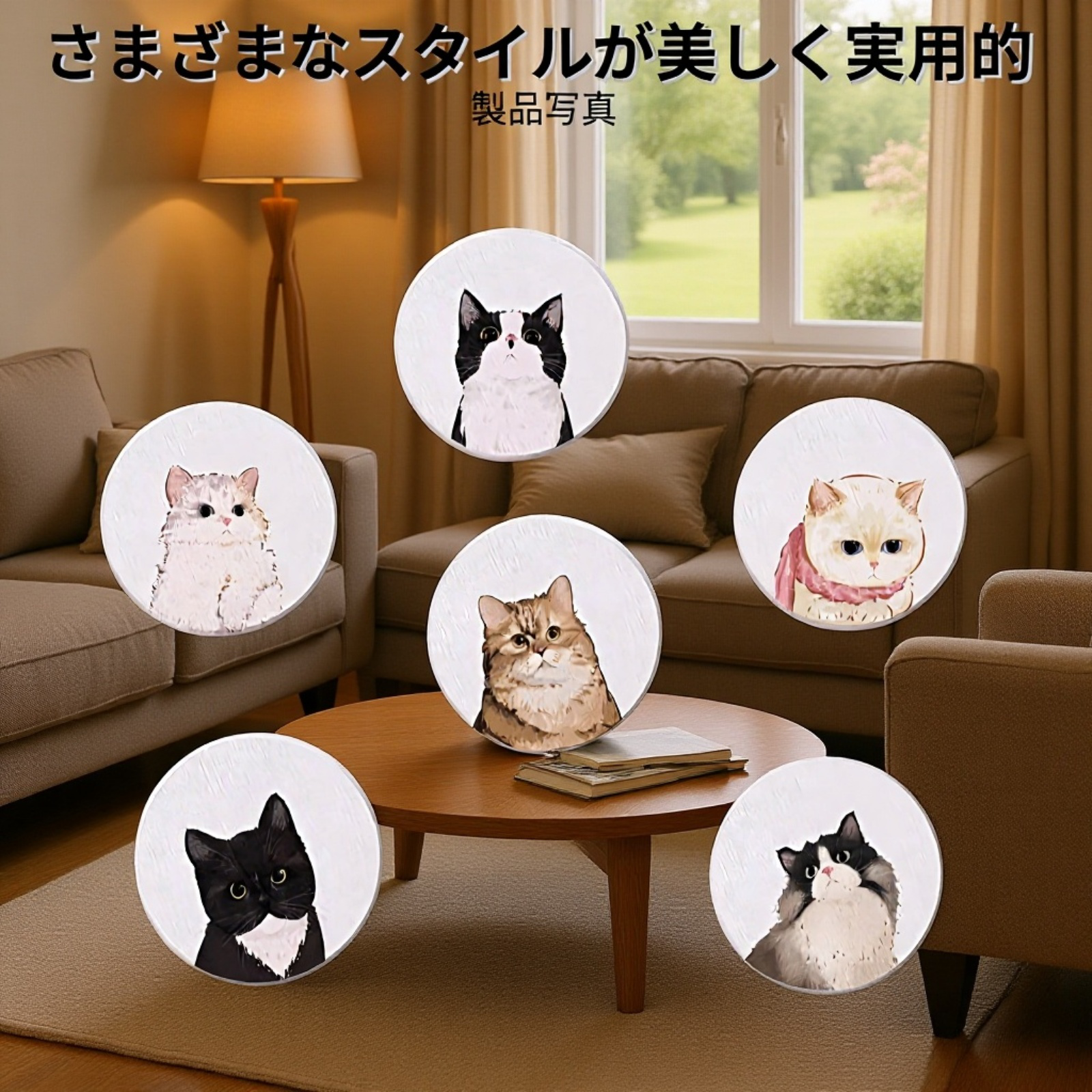 可愛い猫柄の珪藻土コースター・歯ブラシマット