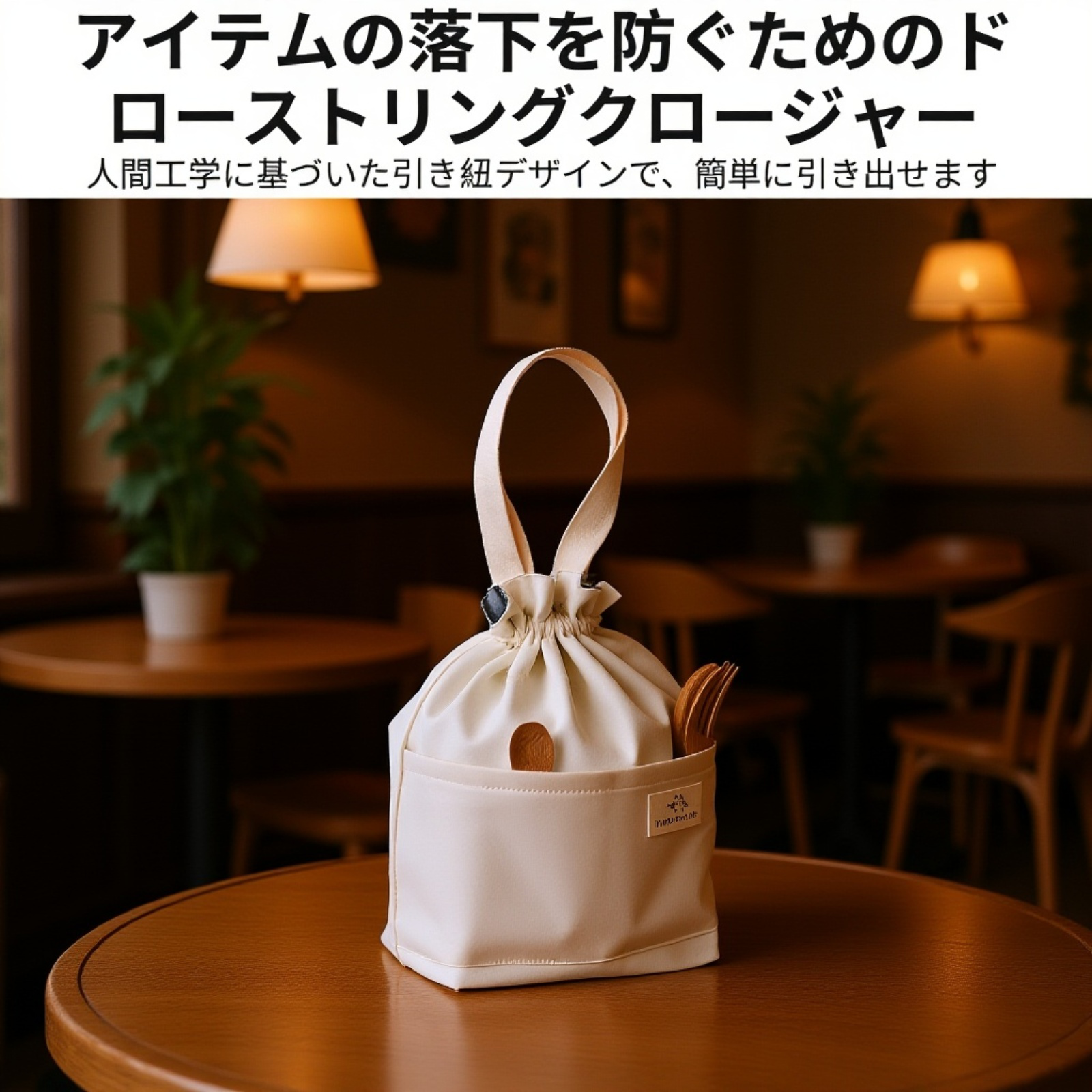 綿道日本風厚手キャンバスランチバッグ 保温弁当袋