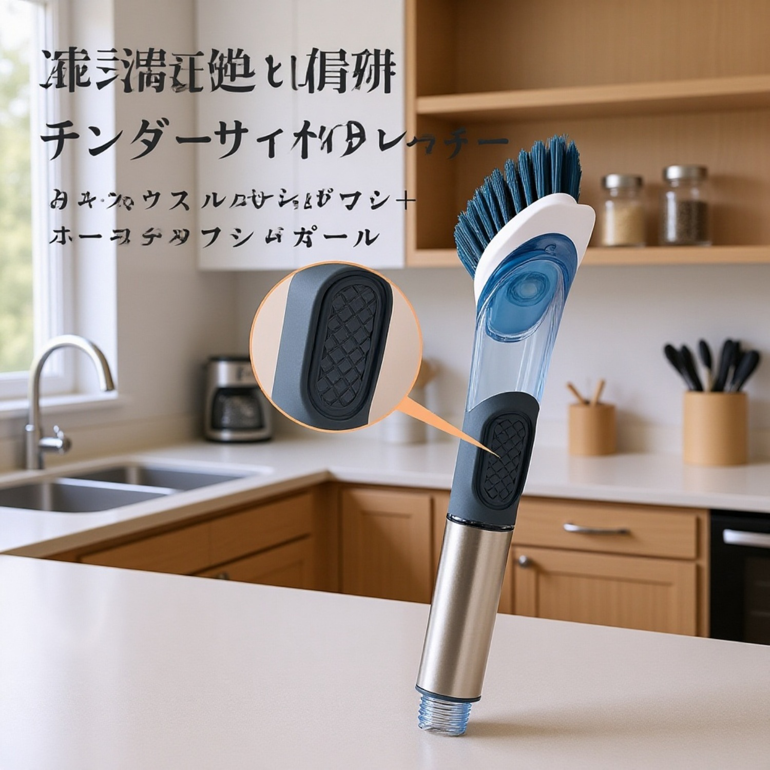 家庭用4in1長柄キッチン自動液体補充鍋洗いブラシ
