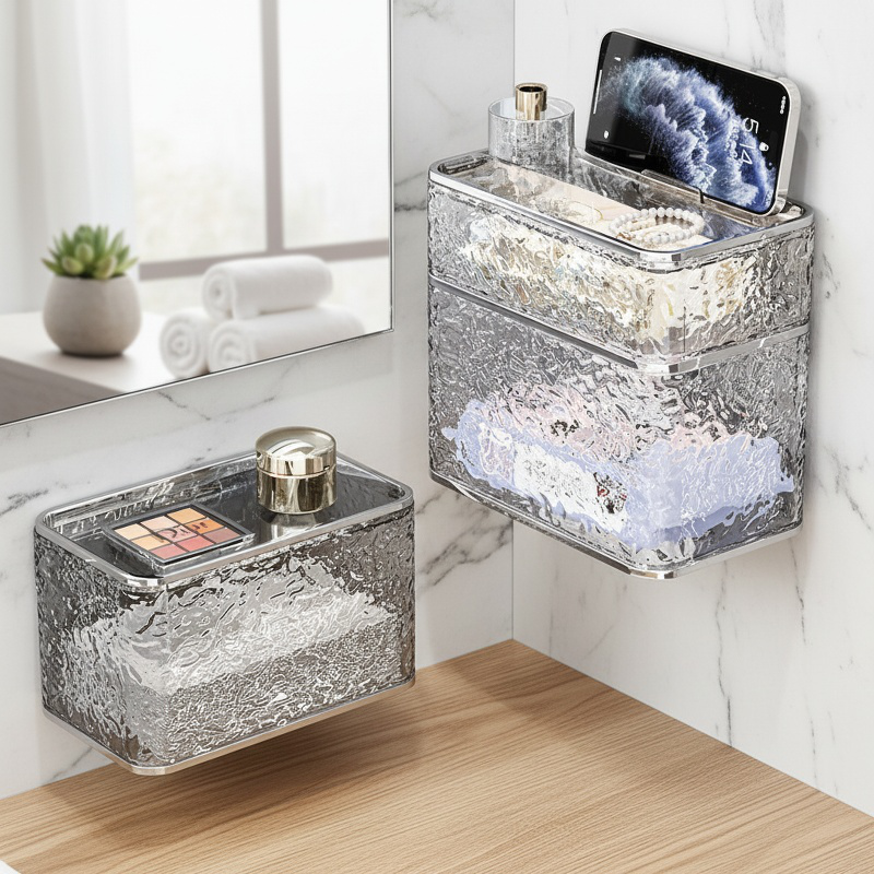 Wall-Mounted Water Wave Tissue Box for Bathroom
