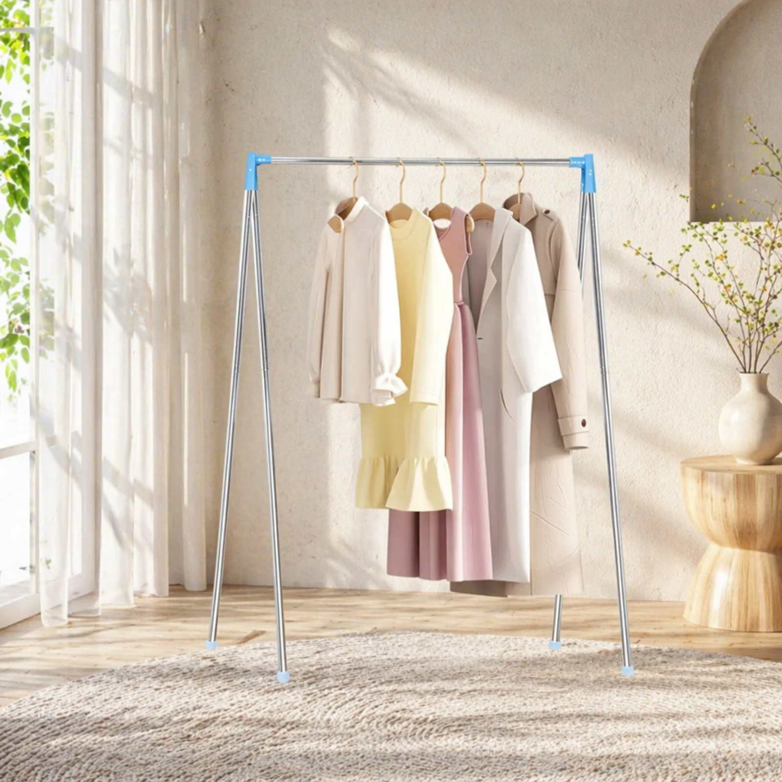Séchoir à linge pliant en acier inoxydable sur pied