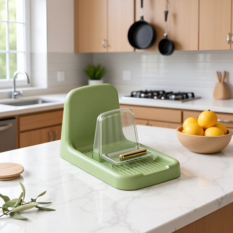 Kitchen storage rack for pot lids and utensils