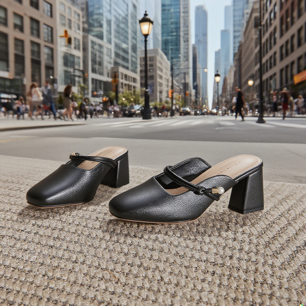 夏用レディーススリッパ。フレンチスタイルの厚底ヒール、つま先閉じサンダル。レザーハーフスリップサンダル。レトロなファッション、スカート付きサンダル。アプリコットハイヒールサンダル。