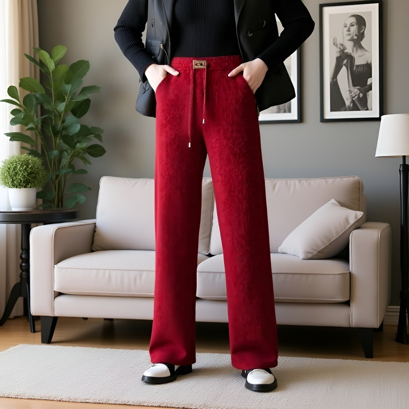 빅 사이즈 겨울 쉐닐 코듀로이 와이드 팬츠 여 기모 도톰 슬림 캐주얼 팬츠
