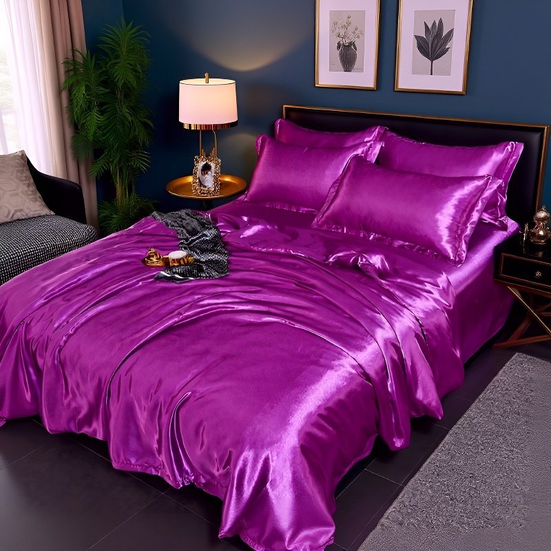 Solid color double-sided ice silk four-piece set