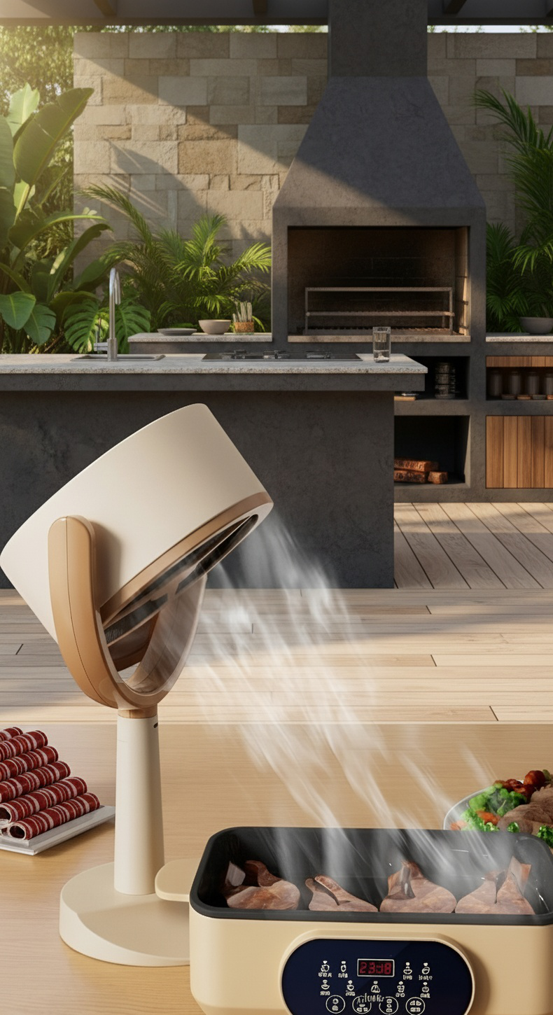 Compact desktop range hood with strong ventilation