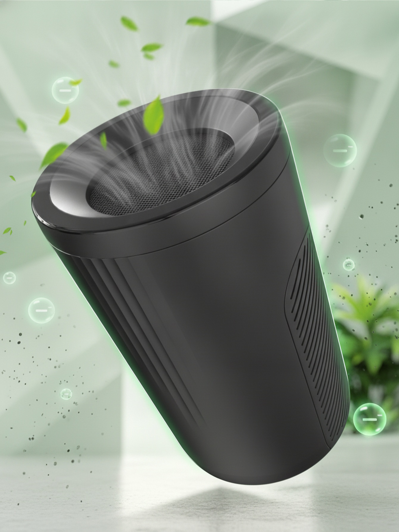 Modern air purifier filtering smoke particles