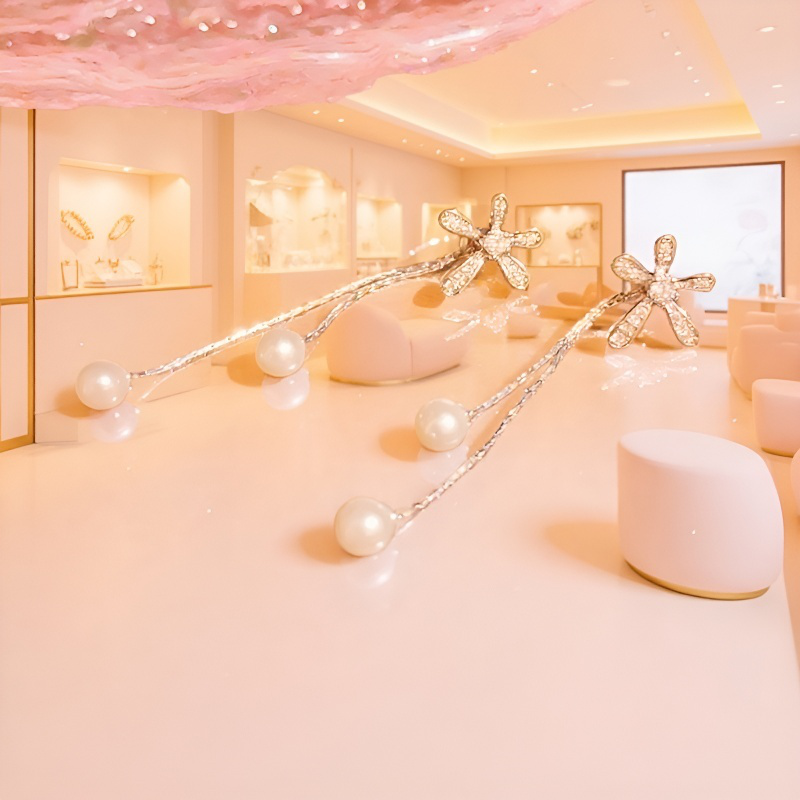 Luxuriöse Blumen-Ohrringe mit Quasten, doppelt tragbar, exklusives Design