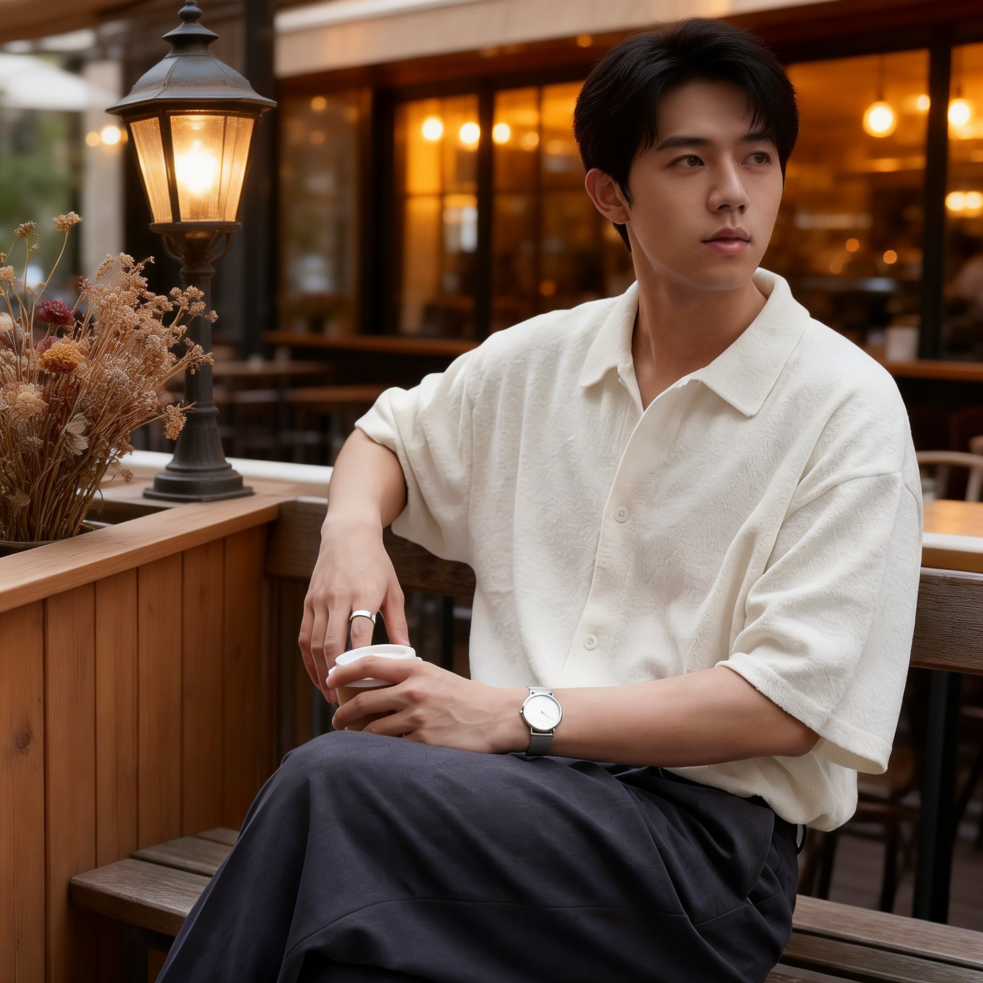 メンズ夏用通気性抜群ニットシャツ全体画像