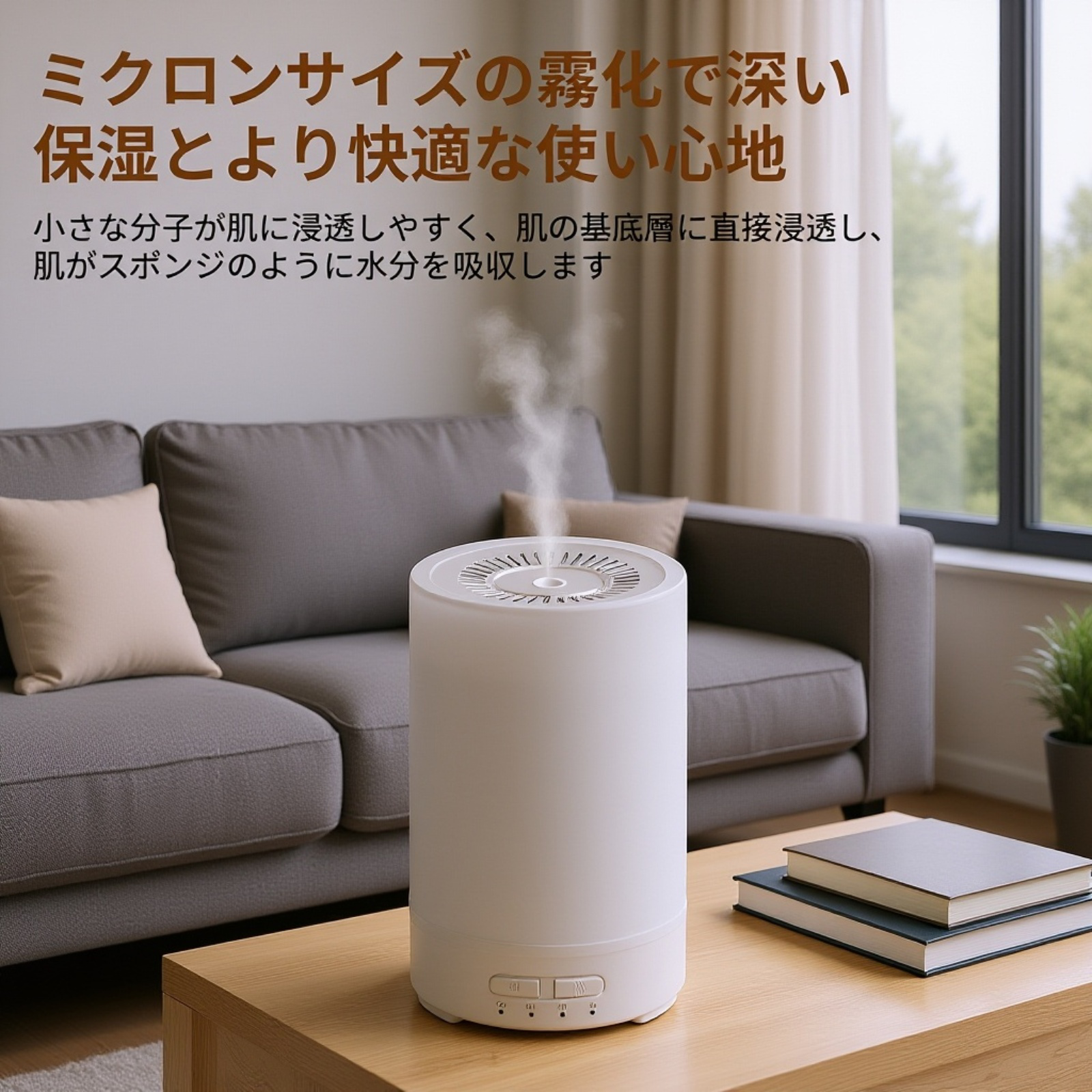 省エネ仕様ナイトライト加湿器の特徴説明