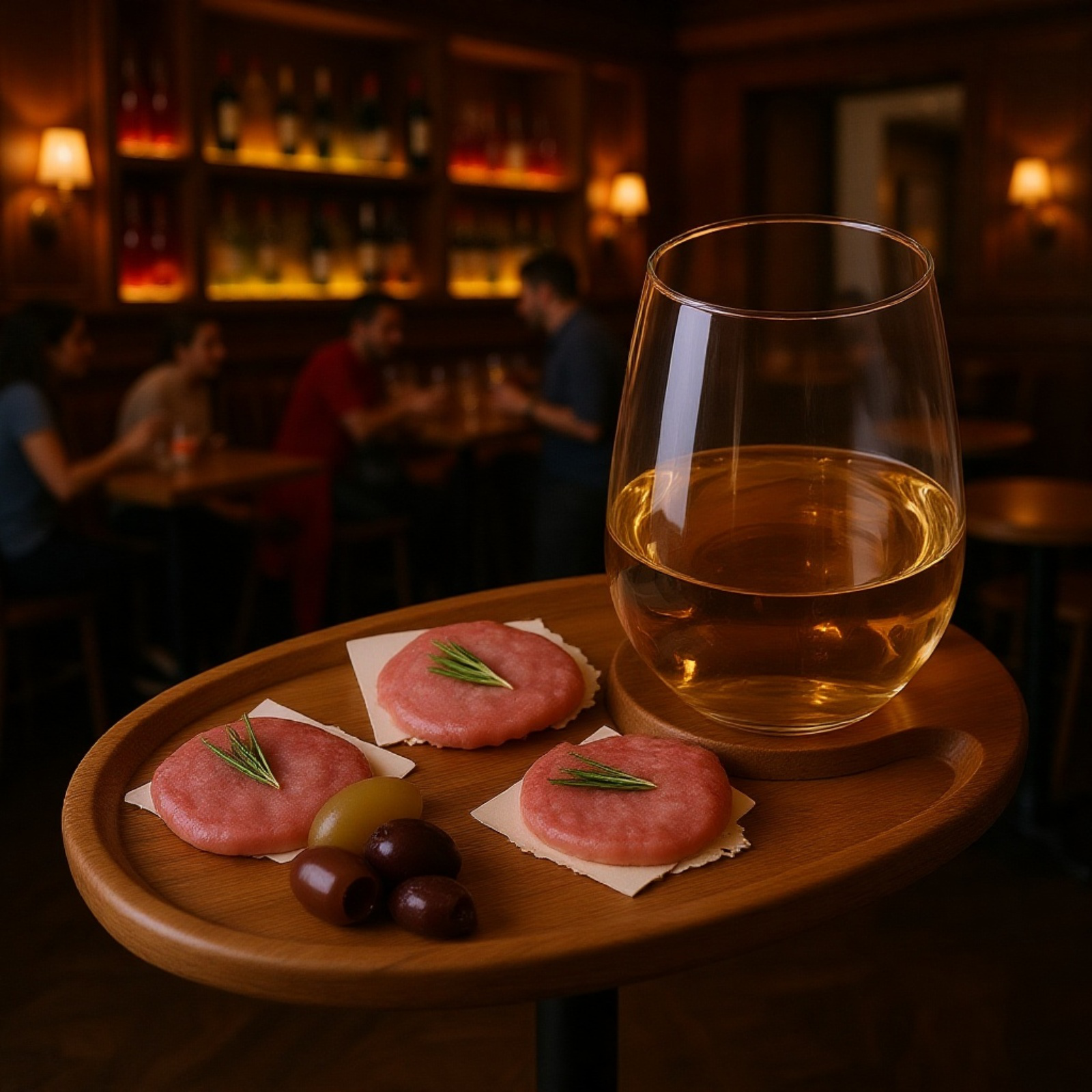 天然木シャンパングラス＆フードプレートパーティートレイ