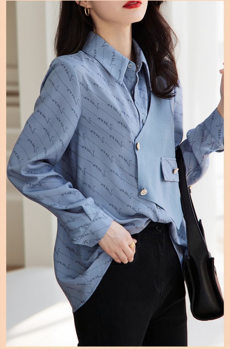 패치워크 디자인이 돋보이는 여성 셔츠