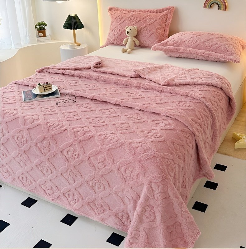 Manta de felpa gruesa de coral color gris