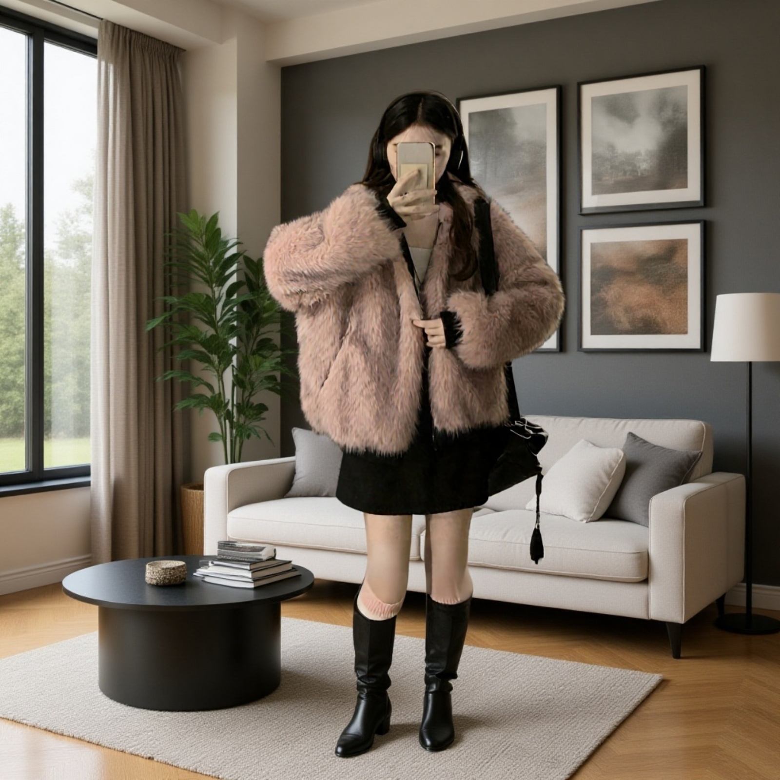 여성 아메리칸 스트리트 패딩 쇼트 양면 도톰한 코트 퍼 후드 패딩 겨울 기모 코트