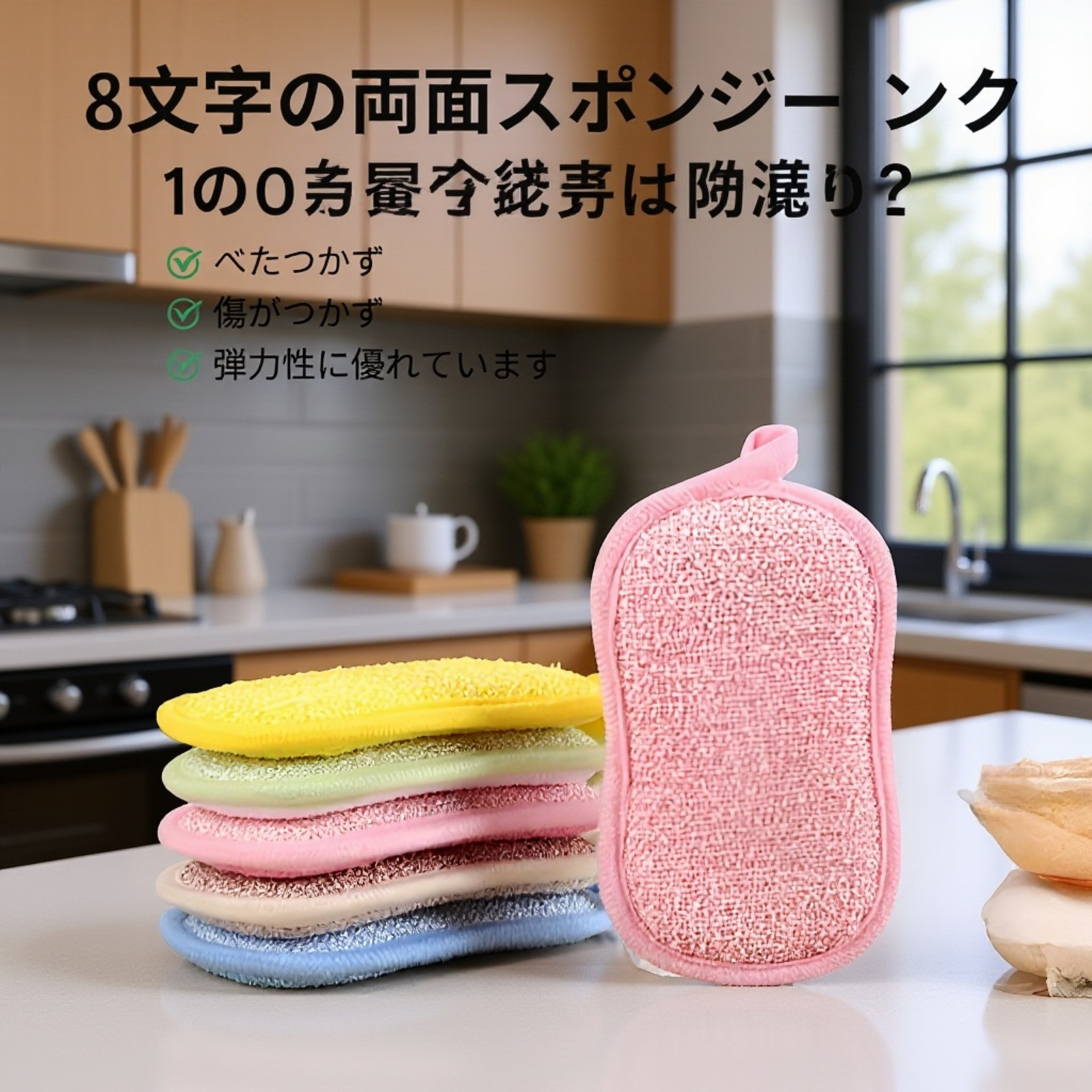 抗菌キッチンスポンジ 洗い物に最適 両面タイプ 5色セット