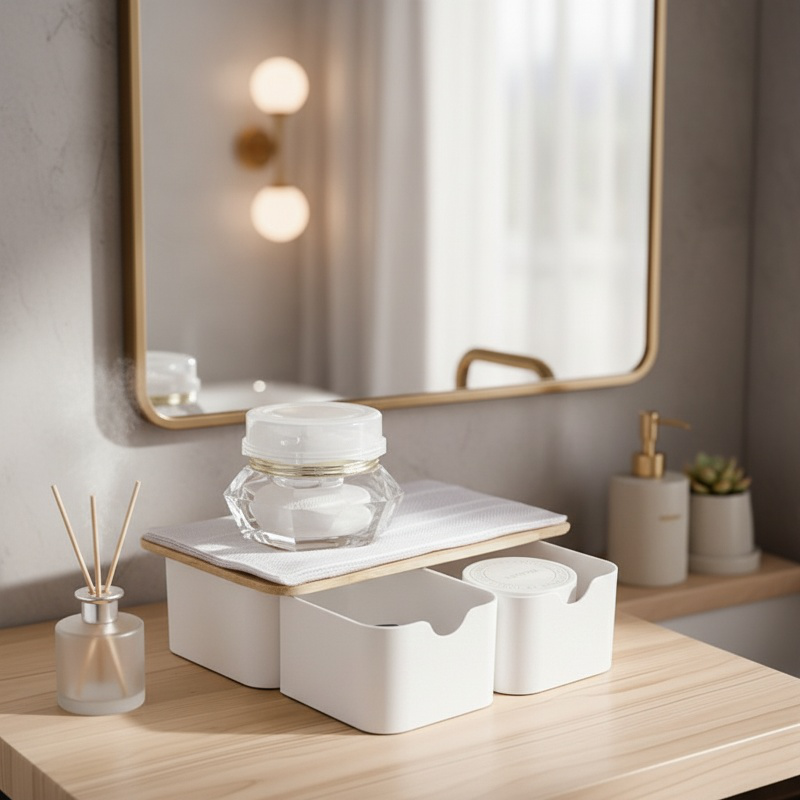 Sustainable bamboo fiber organizer for cosmetics