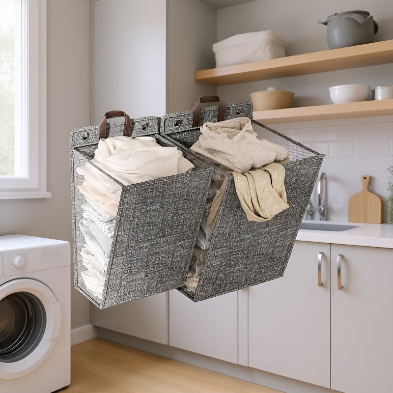 Canasta de almacenamiento de ropa de algodón y lino, multifuncional y plegable