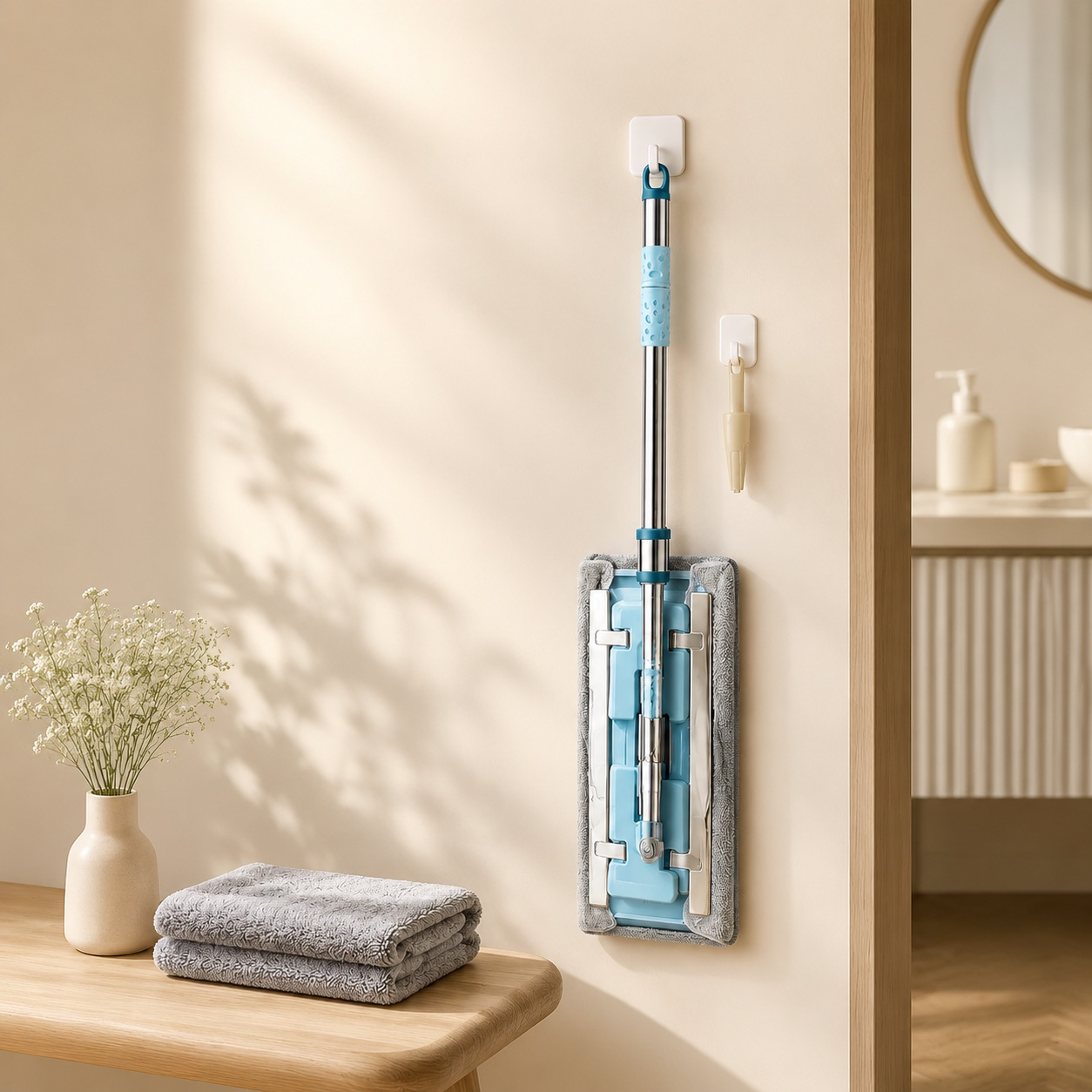 Stainless Steel Self-Wringing Mop with Cleaning Cloth