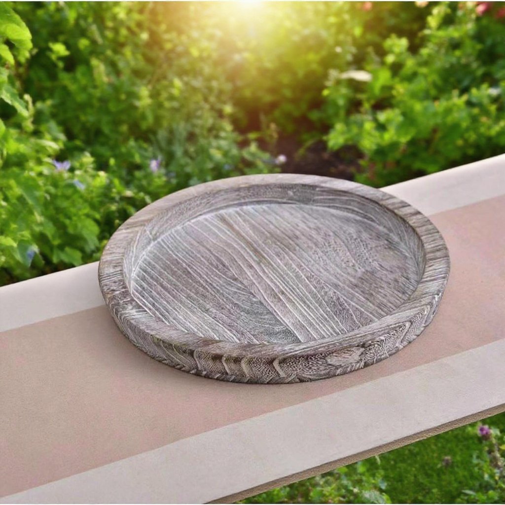 復古桐木圓形託盤