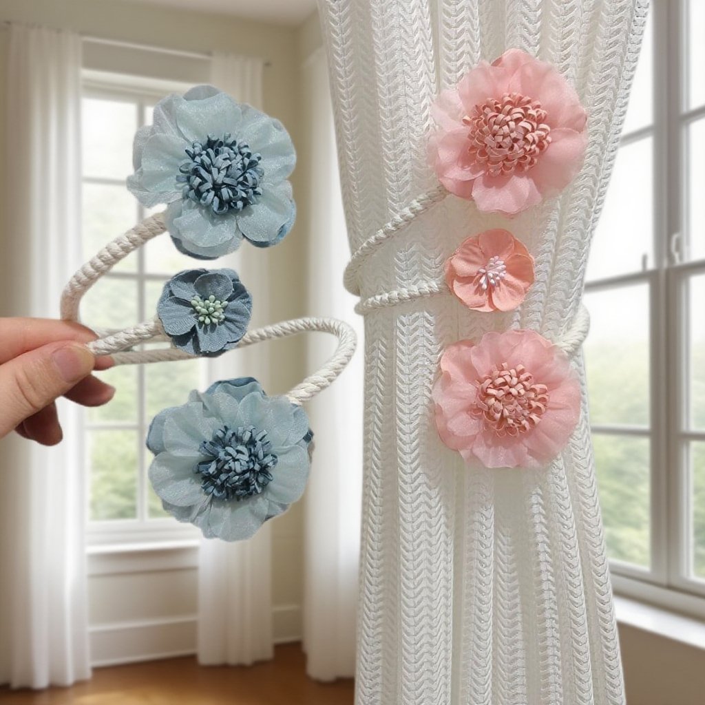 새로운 가지 꽃 커튼 끈