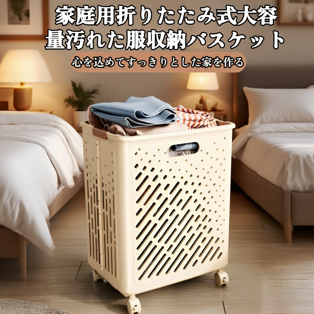 スリム洗濯かご 折りたたみランドリーボックス
