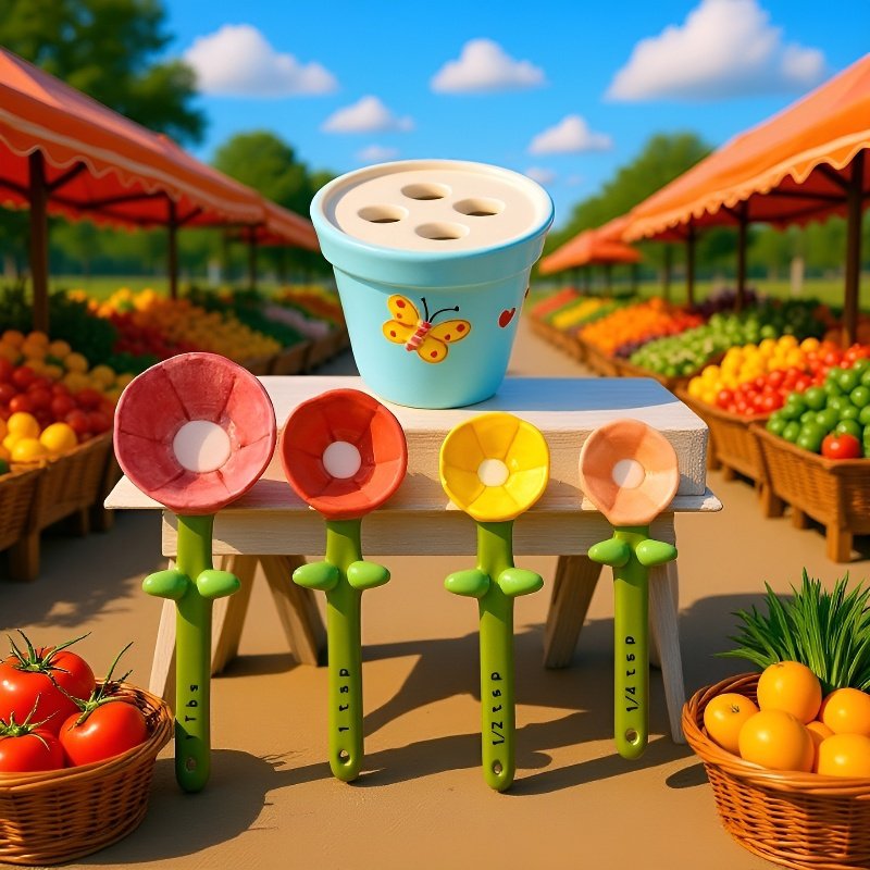 Cucharas medidoras de pétalos con diseño de mariposa adorable para repostería