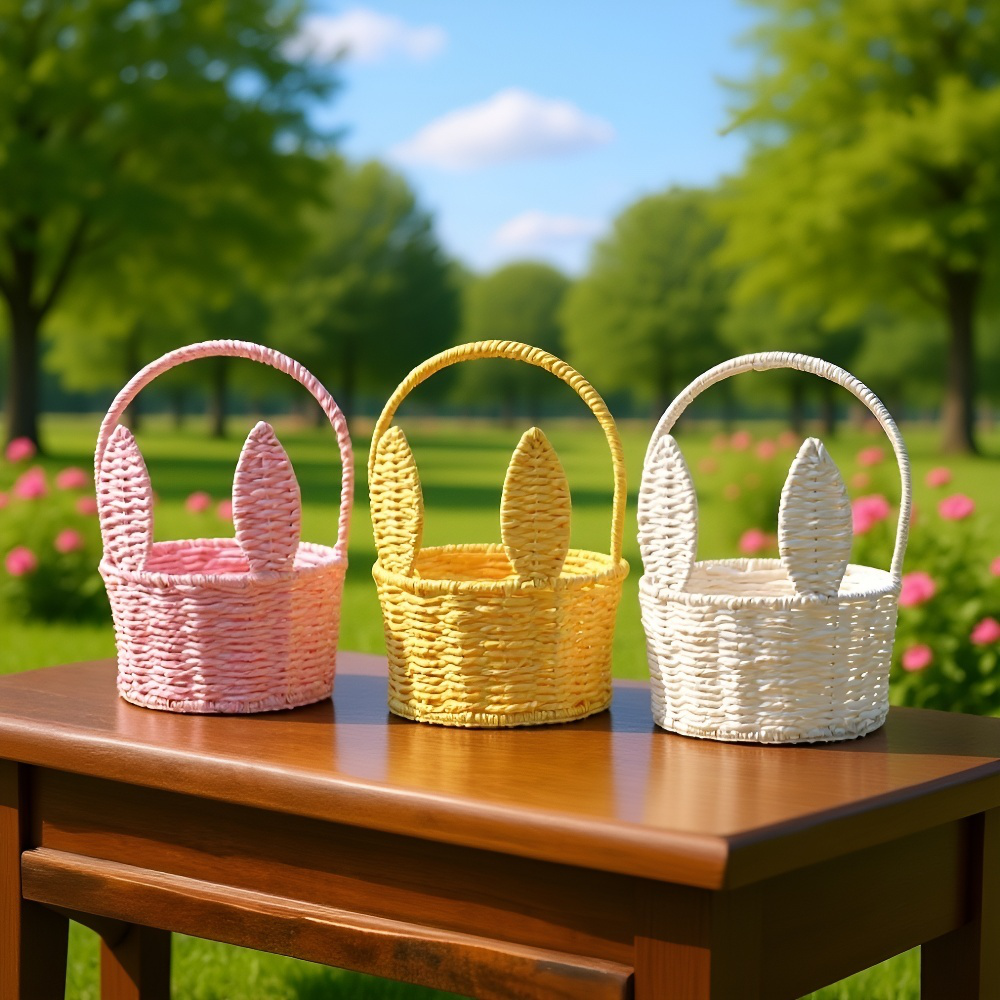 Cesta de almacenamiento tejida en baño minimalista