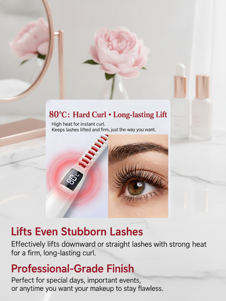 Close-up of LCD display on eyelash curler