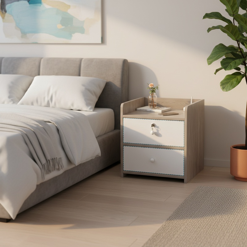 Table de chevet de rangement simple en bois moderne