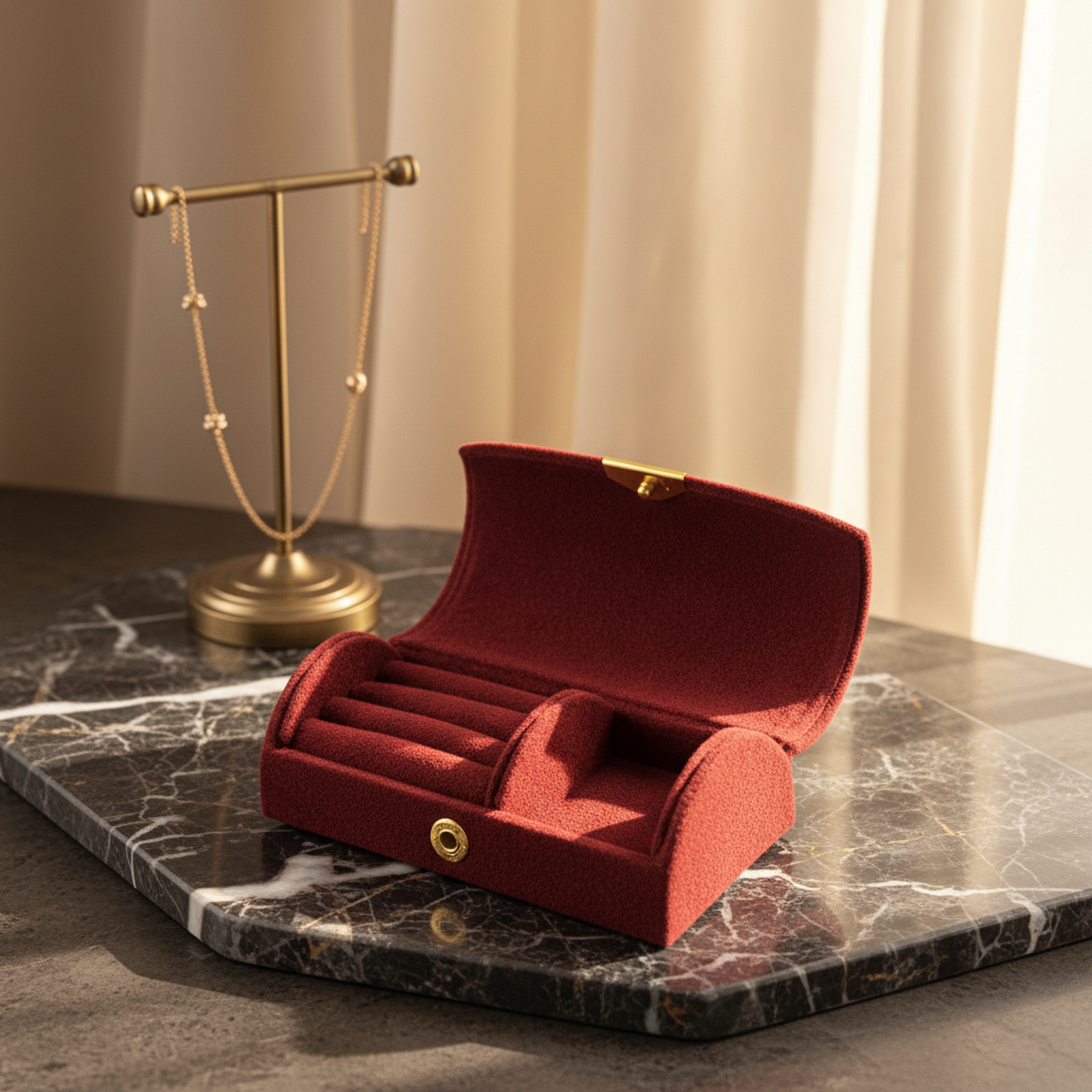 Boîte de rangement pour bijoux en velours ornée de perles