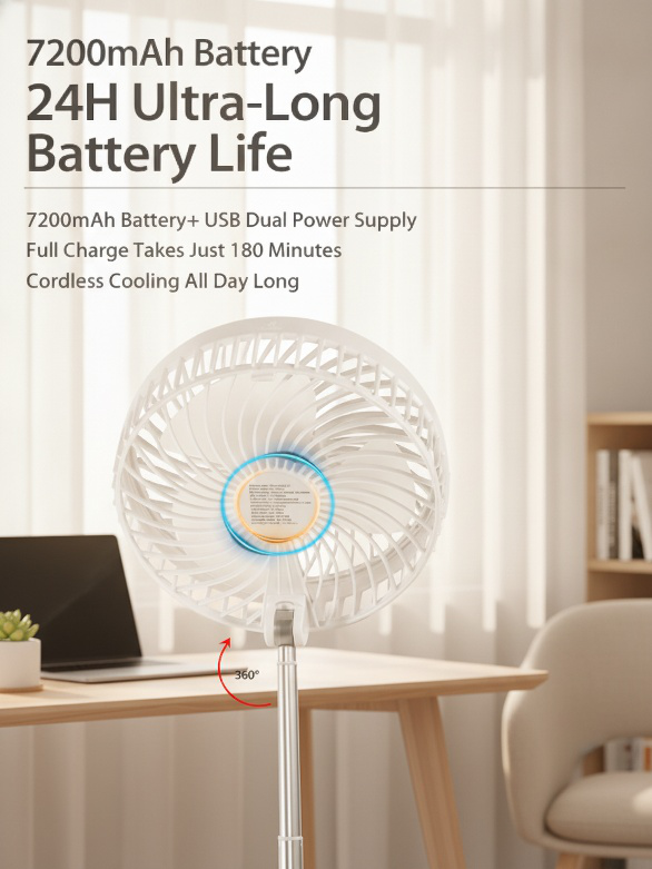 Compact mini fan folded for easy storage