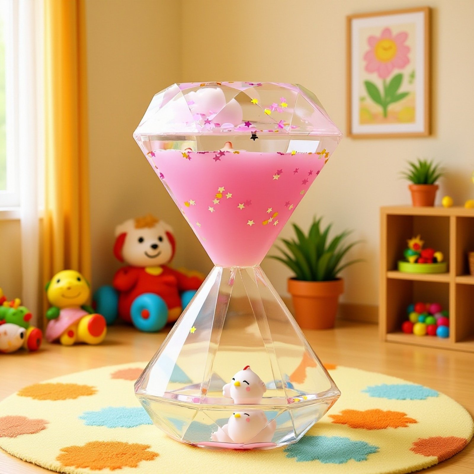 ユニークな液体流動の砂時計アップ写真