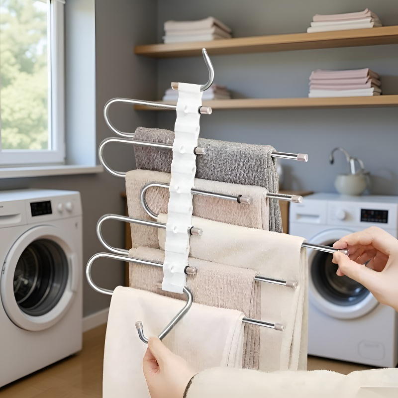 Estante multifuncional para pantalones de acero inoxidable extensible