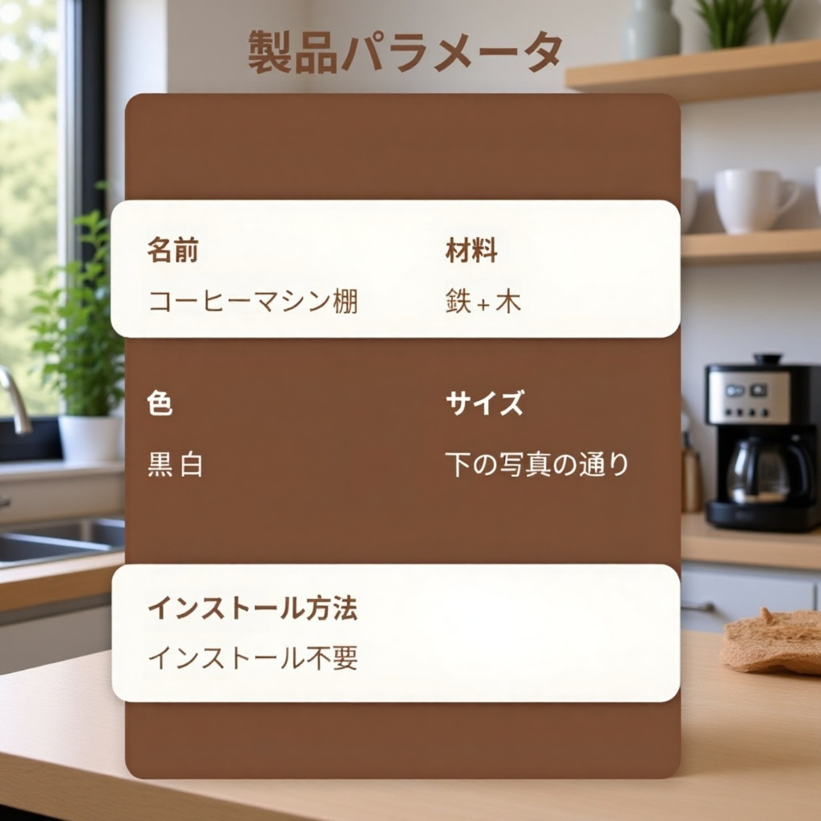 コーヒーマシン用収納ラック 分層式引き出し 組み立て不要