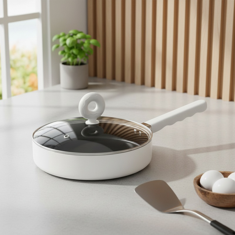 Durable NonStick Household Pan with Fluoride Coating and Stable Grip