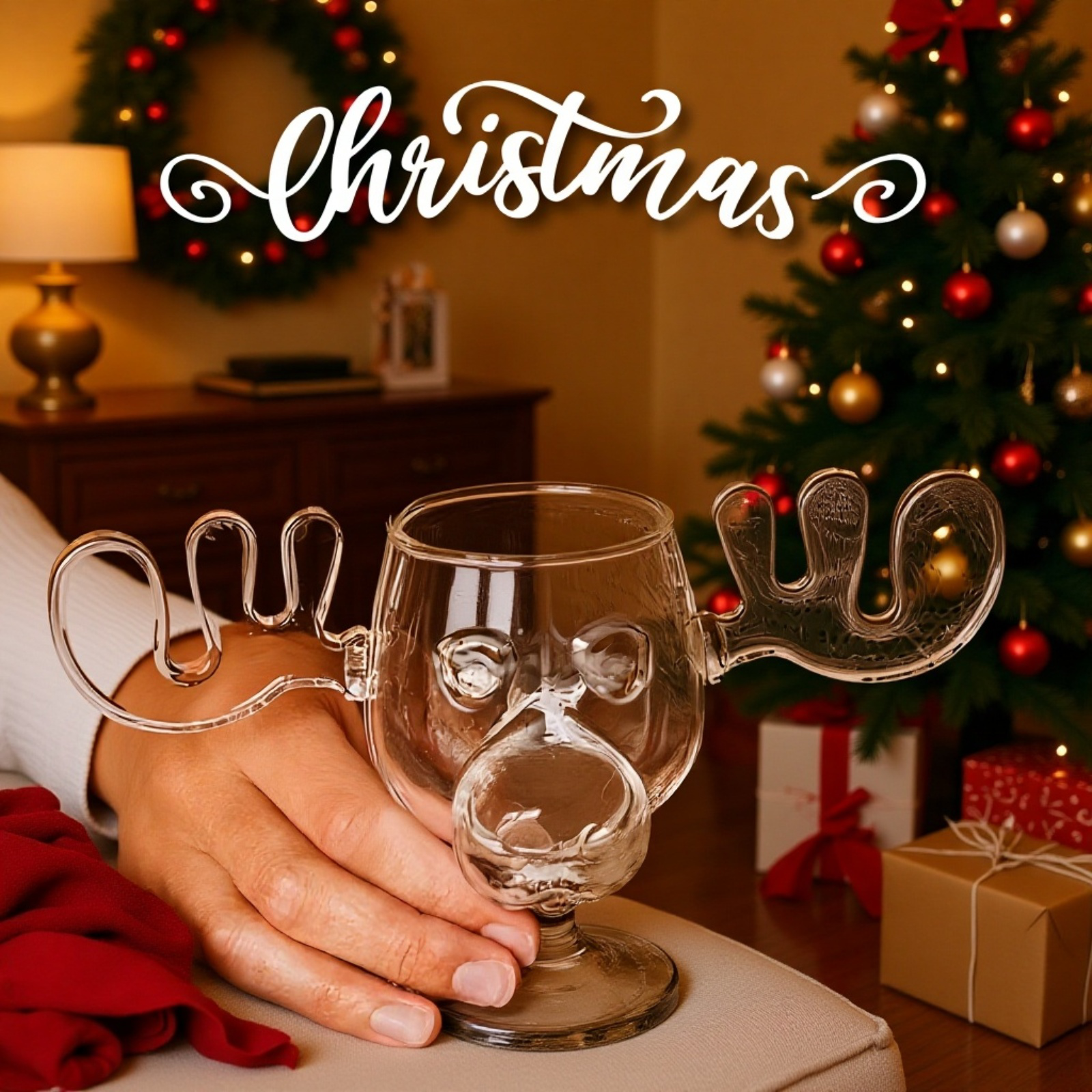 創意トナカイガラスカップ 家庭用ミルクカップ ワイングラス