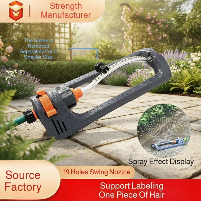 180° Automatic Swing Sprinkler Head 19-Hole Water Sprinkler - Garden Irrigation Tool for Green Lawns