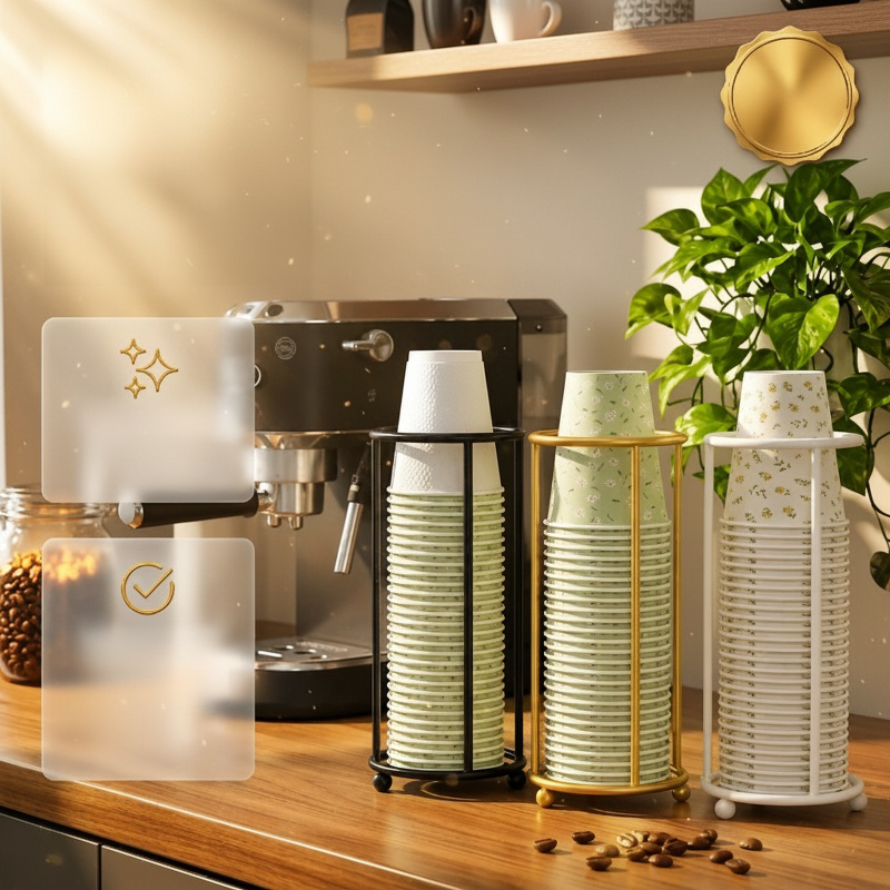 Disposable Paper Cup Dispenser and Holder for Coffee and Milk Tea Shops