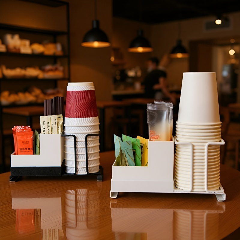 Desktop Compartment Organizer Home Bar Tea Bag Organizer Disposable Cup Coffee Sugar Organizer