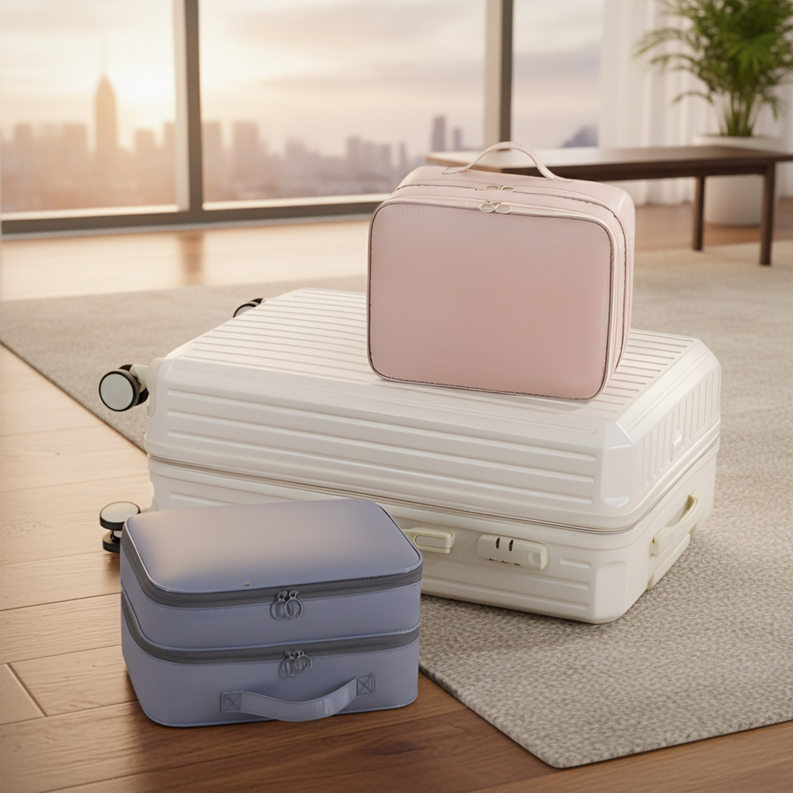 Bolsa de almacenamiento de zapatos de viaje plegable de tres capas y diseño tridimensional