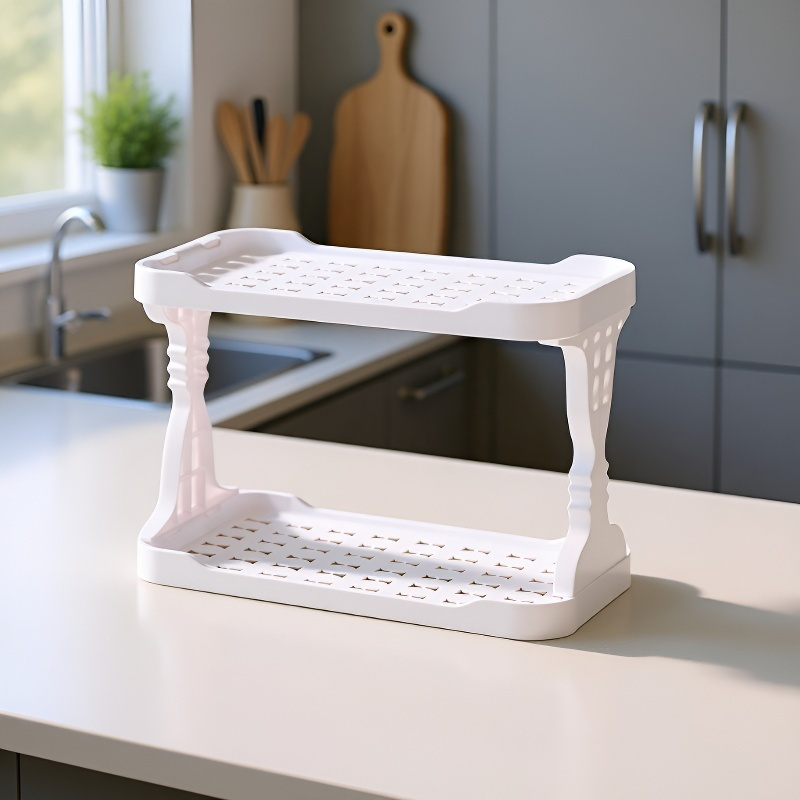 Estante organizador de oficina de alta gama de doble capa, estante de drenaje para baño