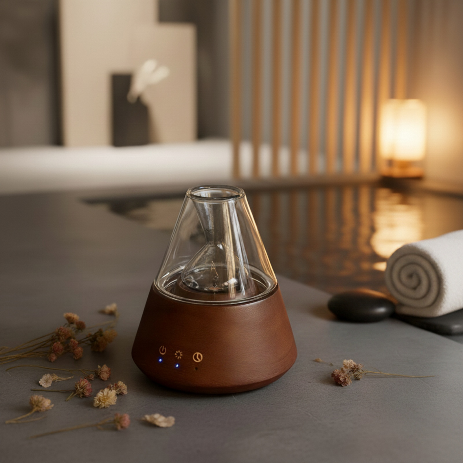 Home fragrance diffuser with LED lights