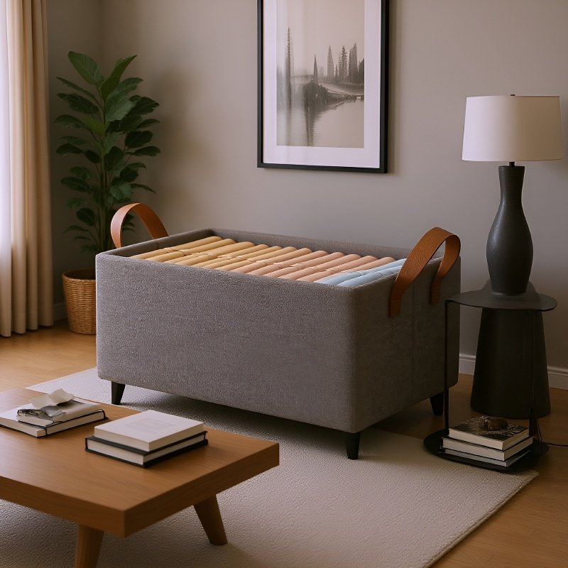 Foldable storage box for clothes on white background