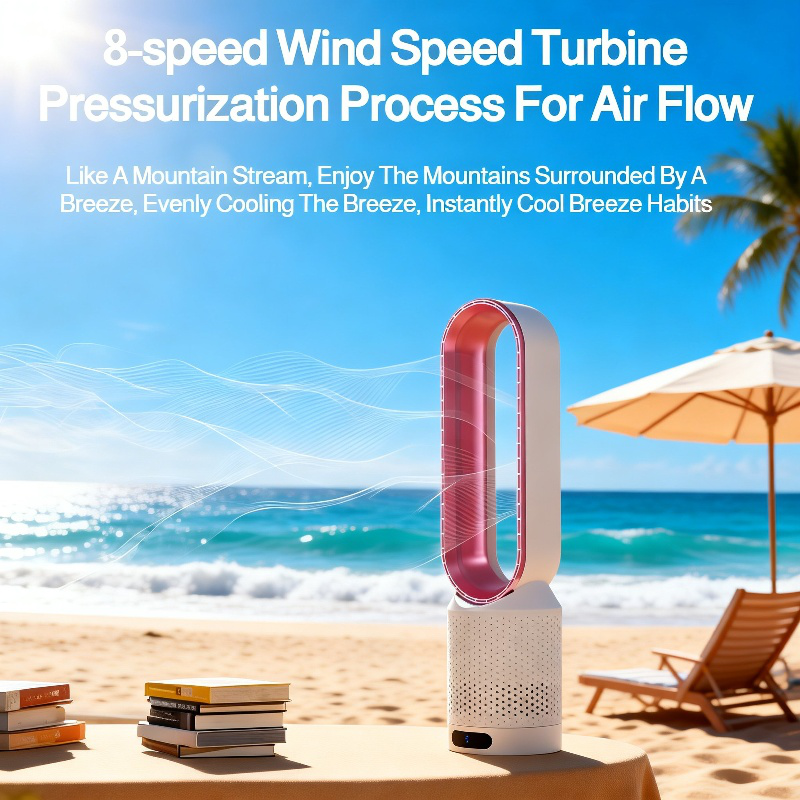 Household Bladeless Quiet Floor Fan with Hot and Cool Air Circulation