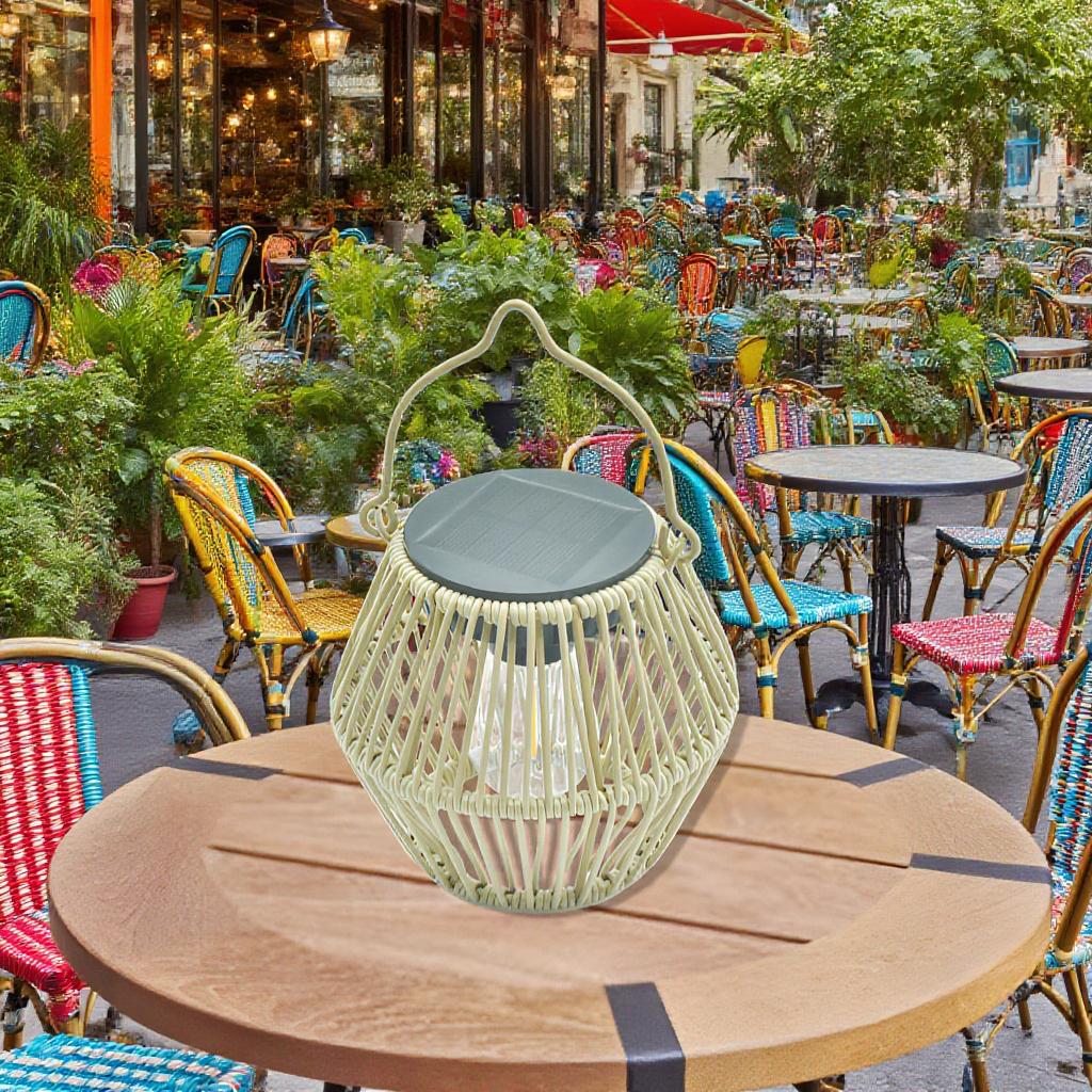 ソーラー充電式竹製ランタン