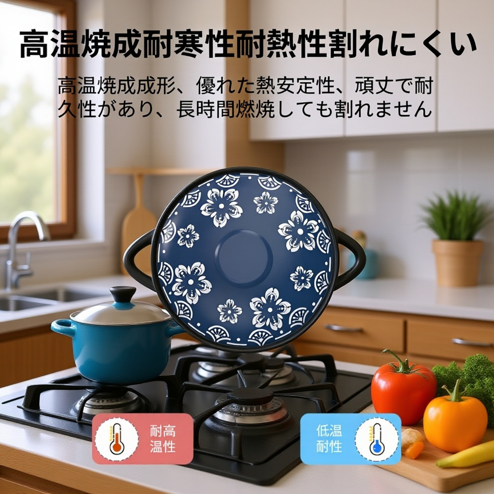 大容量耐高温・耐低温砂锅 2～3人用